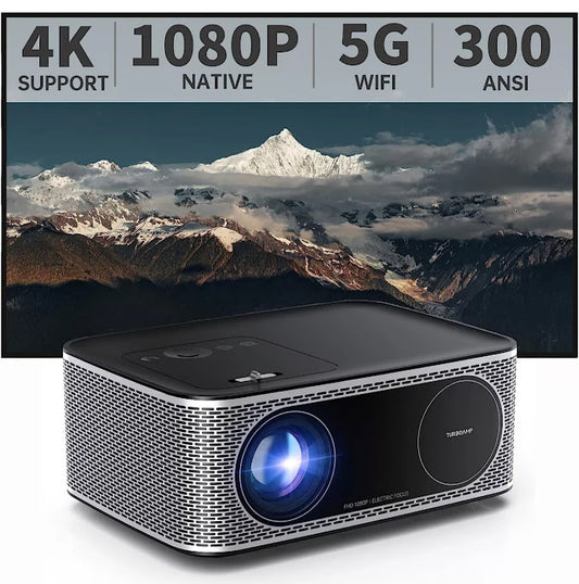 4K Projector with WiFi and Bluetooth, TURBOAMP 5G Native 1080P Movie Projector